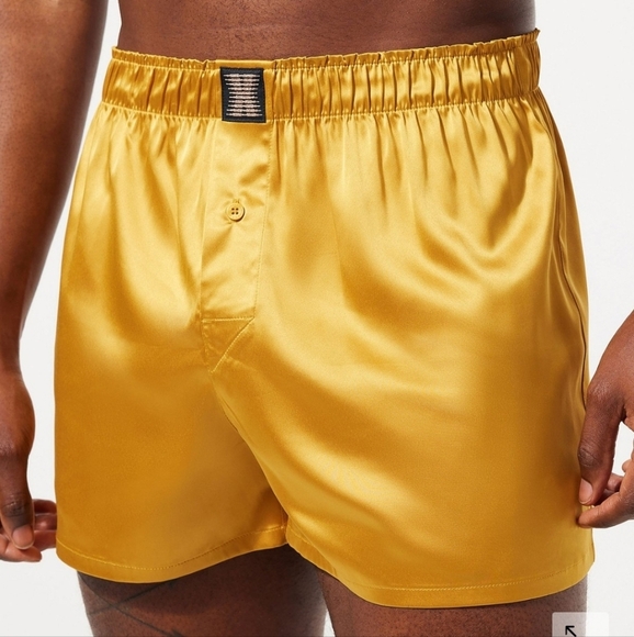 NWT Savage X Fenty By Rihanna satin boxers in spiced yellow size small - Picture 1 of 5